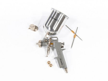 Краскораспылитель пневматический с верхним бачком V 0,6 л, сопло D 1.2, 1.5 и 1.8 мм /57314