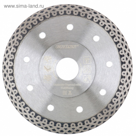 Диск алмазный, 115 х 22,2 мм, тонкий, сплошной (Jaguar), мокрая резка Gross/73052