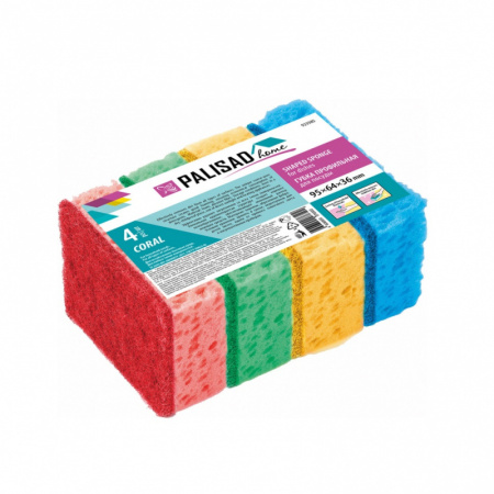 Губки для посуды Coral, 95 x 64 x 36 мм, 4 шт/923585
