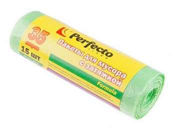 Пакеты для мусора Formula с затяжкой, 35 л, 15 шт., PERFECTO LINEA (46-006090)