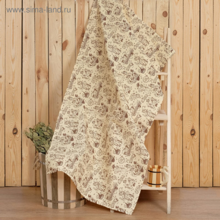 Простыня для бани Collorista "медведь" 145х180см, хлопок вафельное полотно /1346675