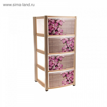 Комод с выдвижными ящиками на колесах с аппликацией, 4 ящика 390*370*785 193410