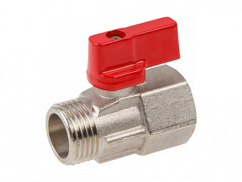 Кран шаровый MINI 1/2" нар.-вн. красная ручка (AVE13712R)