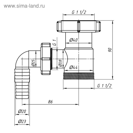 Отвод стиральной машины "АНИ" M110, 1 1/2" х 1 1/2"/1188322