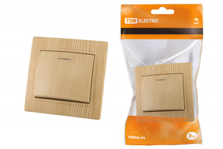 Выключатель 1 кл. с подсветкой 10А "ЭКО" (сосна) "Таймыр"TDM скрытая установка