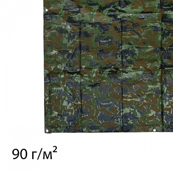 Тент защитный, 5 × 6 м, плотность 90 г/м², тарпаулин, цвет хаки /7750071