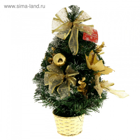 Елка 40см золотая пуансетия в снегу 819246