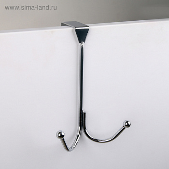 Вешалка на дверь «Лайт», 2 крючка, 16,5×5×9,5 см, цвет хром /3021054