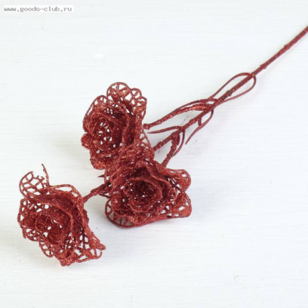 Цветы искусственные блеск "Три резвые розы" 5*60см красный /3543943