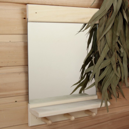 Зеркало "Классика" с полочкой и вешалками, 36 х 25см/3945609