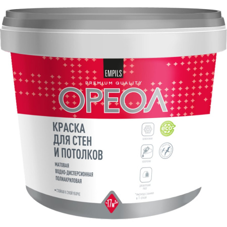 Краска для стен и потолков "ОРЕОЛ" белая моющаяся 3 кг А