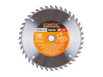 Диск пильный 190х30/20/16 мм 40 зуб. по дереву STARTUL (твердоспл. зуб) (ST5062-40)