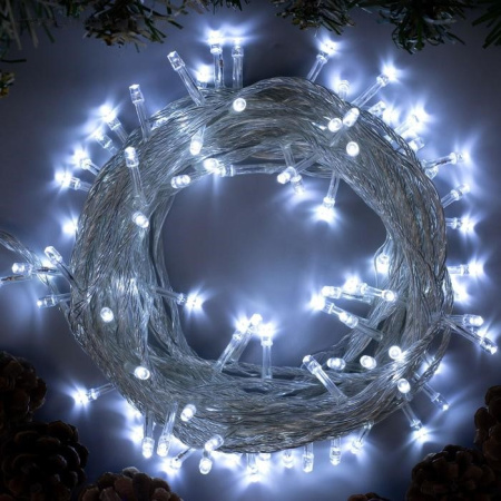Гирлянда «Нить» 10 м, прозрачная нить, 100 LED, свечение белое, 8 реж, 220 В /3556780