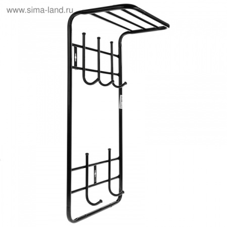 Вешалка настенная с полкой на 5 крючков, 41×25×74,5 см, цвет чёрный/844472