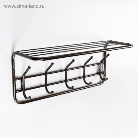 Вешалка настенная с полкой на 5 крючков, 60 см, цвет медный антик /192438