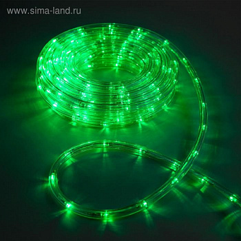 Световой шнур Luazon Lighting 10 мм, 10 м, 220 В, 8 режимов, свечение зелёное /1589828