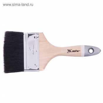 Кисть плоская, натуральная черная щетина, дер. ручка  4"/82643