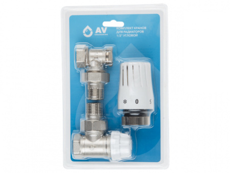 Комплект кранов для радиаторов 1/2" угловой (с термоголовкой) AV Engineering (AVE144112)