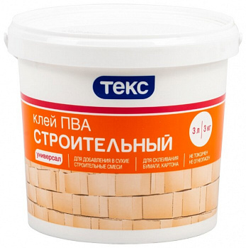 Клей ПВА строитель универс. 3 кг. ТЕКС