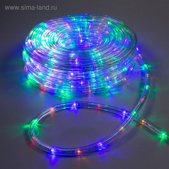 Световой шнур Luazon Lighting 10 мм,, 20 м, 24 LED/м, 220 В, 8 режимов, свечение мульти /1589831