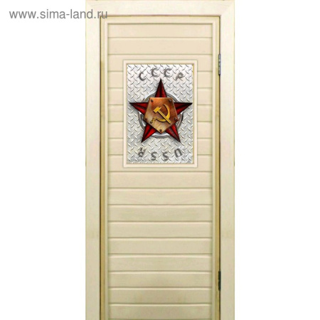 Дверь для бани со стеклом (40*60), "Звезда", 170×70см, коробка из осины /5014636