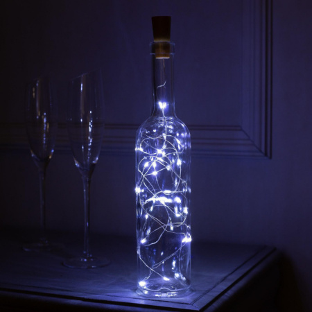 Гирлянда «Нить» 2 м, с пробкой, серебристая нить, свечение белое /2433901