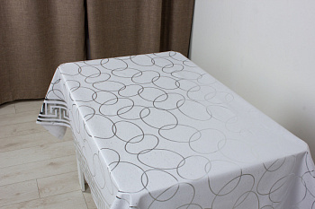 Клеенка PU Shine, 138 см, UEX-1015S, Движение кистью (серебро)