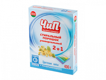 Стиральный порошок "ЧиП" автомат 2-в-1 универсальный с кондиционером "Цветение липы"400г (415-311)
