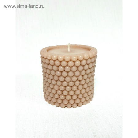 Свеча "Ручная работа" цилиндр "Жемчужный" 100*95 бежевый 2317370