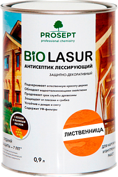PROSEPT BIO LASUR - антисептик лессирующий защитно-декоративный; Лиственница 0,9л