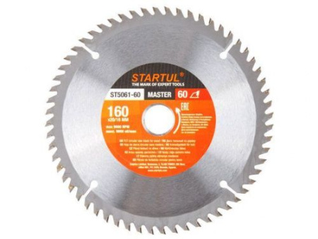 Диск пильный 160х20/16 мм 60 зуб. по дереву STARTUL (твердоспл. зуб) (ST5061-60)