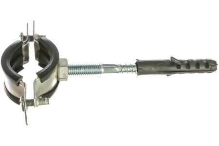 Хомут металлический с гайкой 3/4" (25-28) болт+дюбель/48165