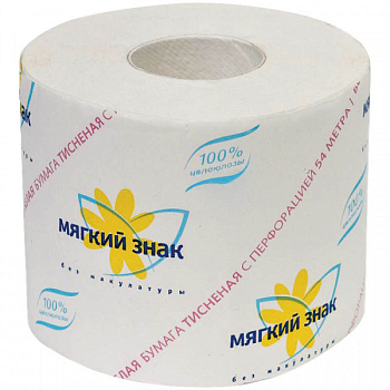 Бумага туалетная Мягкий знак1сл. 54м С-28 *72