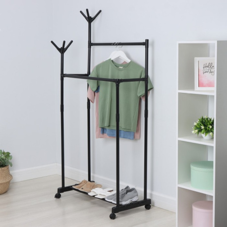 Вешалка-стойка напол. для одежды LaDо́m, двойная, 80×42×156см, цвет чёрный /9556919