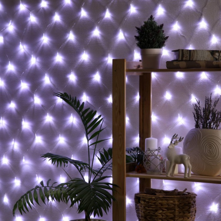 Гирлянда «Сеть» 1.6 × 1.6 м, прозрачная нить, свечение белое, 8 режимов, 220 В /1585745