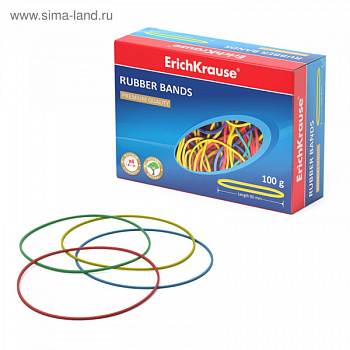 Банковская резинка Erich Krause, диаметр 80 мм, цветная, 100 г/1050482