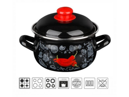 Кастрюля стальная эмалированная, 3.8 л, серия Перчик, PERFECTO LINEA/50-367838