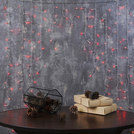 Гирлянда "Бахрома" 1х1м, силикон, контр. 8реж. 1080432 КРАСНЫЙ