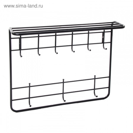 Вешалка настенная, 2 яруса, 80 см, цвет чёрный/192433
