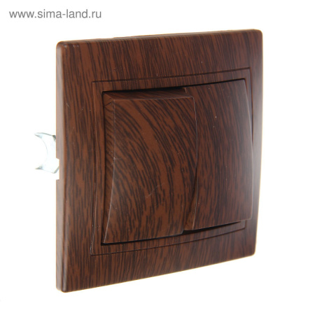 Выключатель TDM "Таймыр", 10 А, 2 клавиши, "ЭКО", цвет бук скрытый монтаж