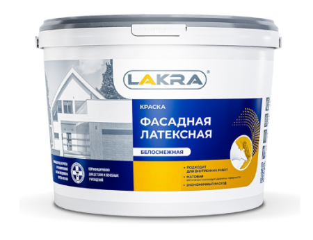 Краска Лакра фасадная латексная белоснежная (А) 14кг
