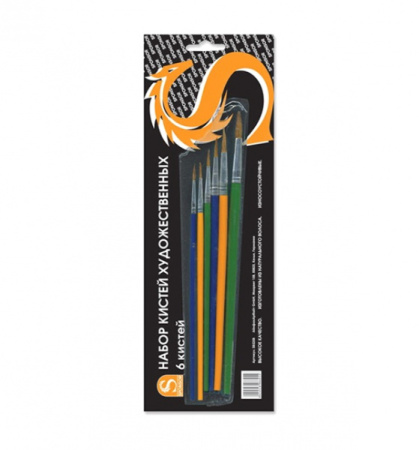 Набор кистей художественных СТЕПНАЯ ЛИСИЦА 6шт №2,4,6,8,10,12 SPONSOR  SB525B