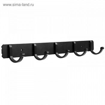 Полка настенная, с двигающимися крючками 5шт, черный   2872744