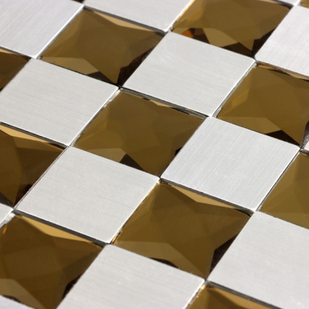 Панель самоклеящаяся ПВХ «Мозаика клетка», 300×300 мм, цвет серо - золотой 9933235