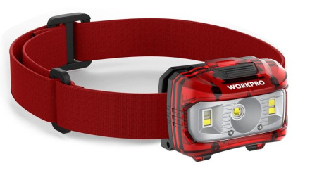 Фонарик налобный, светодиодный 80-300LM, батарейки AAA WORKPRO