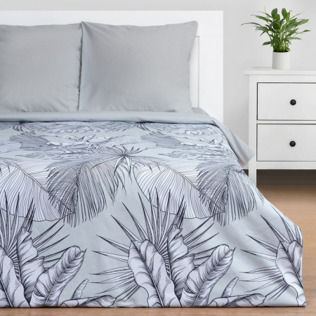 Постельное бельё Этель 2 сп Gray tropics 175х215 см, 200х220 см, 70х70 см - 2 шт /7674453