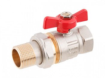Кран шаровый 1/2" нар.-вн. Бабочка (со сгоном) PN40 AV Engineering