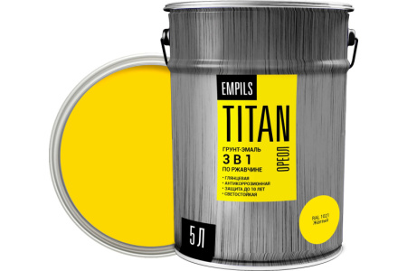 Грунт-эмаль по ржавчине ОРЕОЛ TITAN жёлтый RAL 1021 5 л