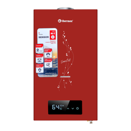Водонагреватель газовый проточный THERMEX S 20 MD (Art Red)