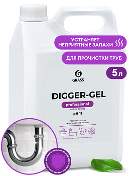 Средство щелочное для прочистки канализационных труб "DIGGER-GEL" (канистра 5,3 кг)/125206